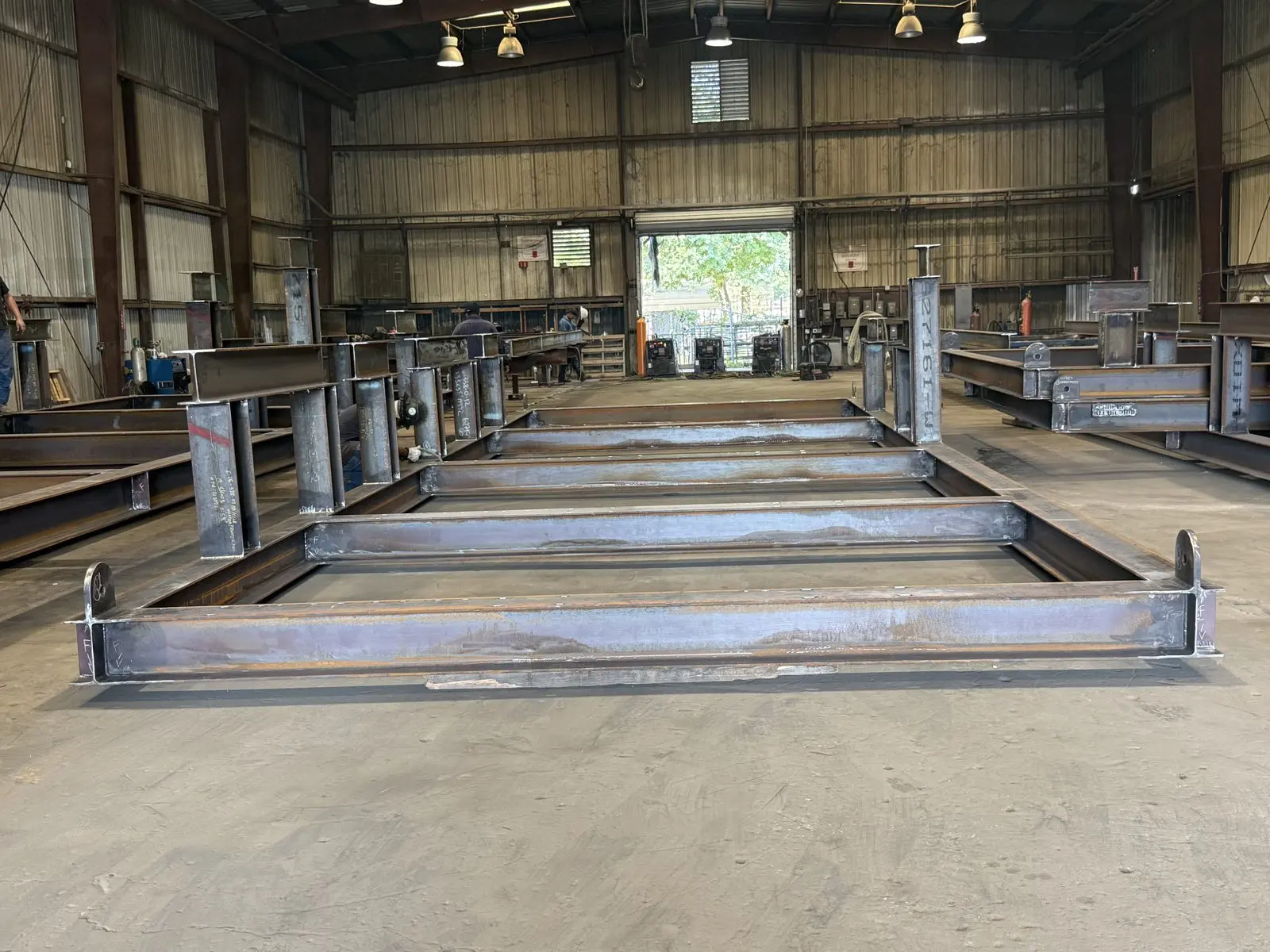 Large welded base frame on the shop floor